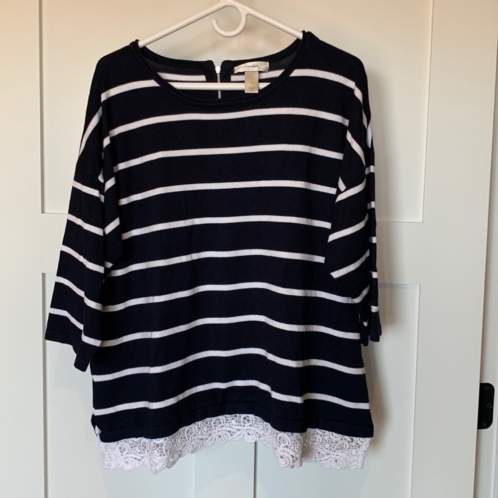 CJ Banks • knits top with crochet detail